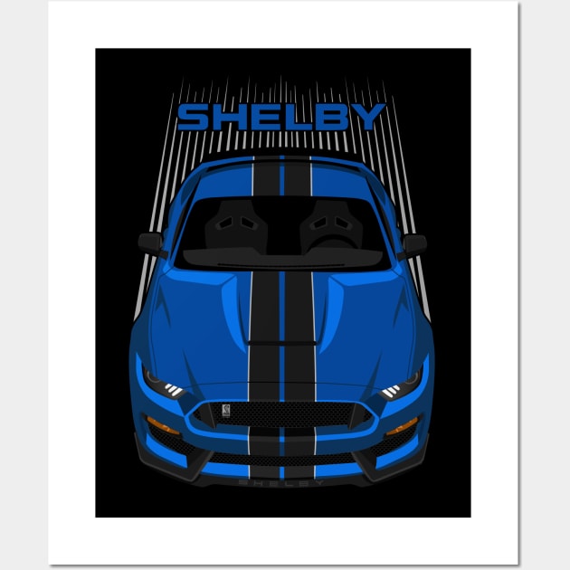 Ford Mustang Shelby GT350 2015 - 2020 - Velocity Blue - Black Stripes Wall Art by V8social